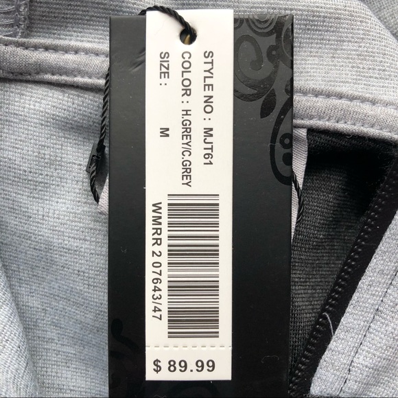 RIFLESSI Zip Up Hoodie Heather Split Color Heather Grey, Charcoal Grey Sz. M NWT - Picture 8 of 8